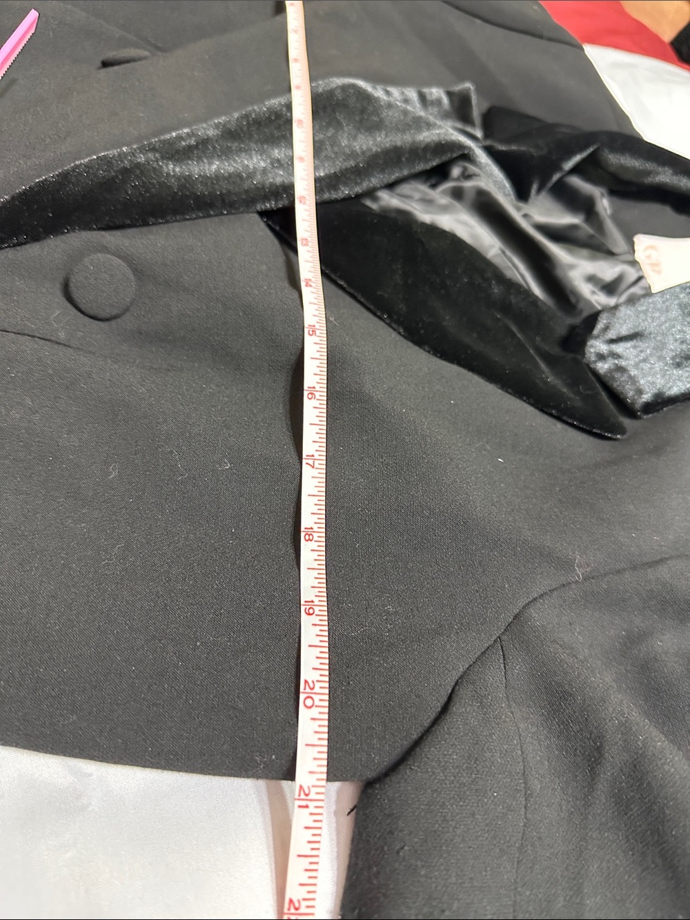 GB Black Cropped Double Breasted Velvet Lapel Blazer Size L - Picture 12 of 13